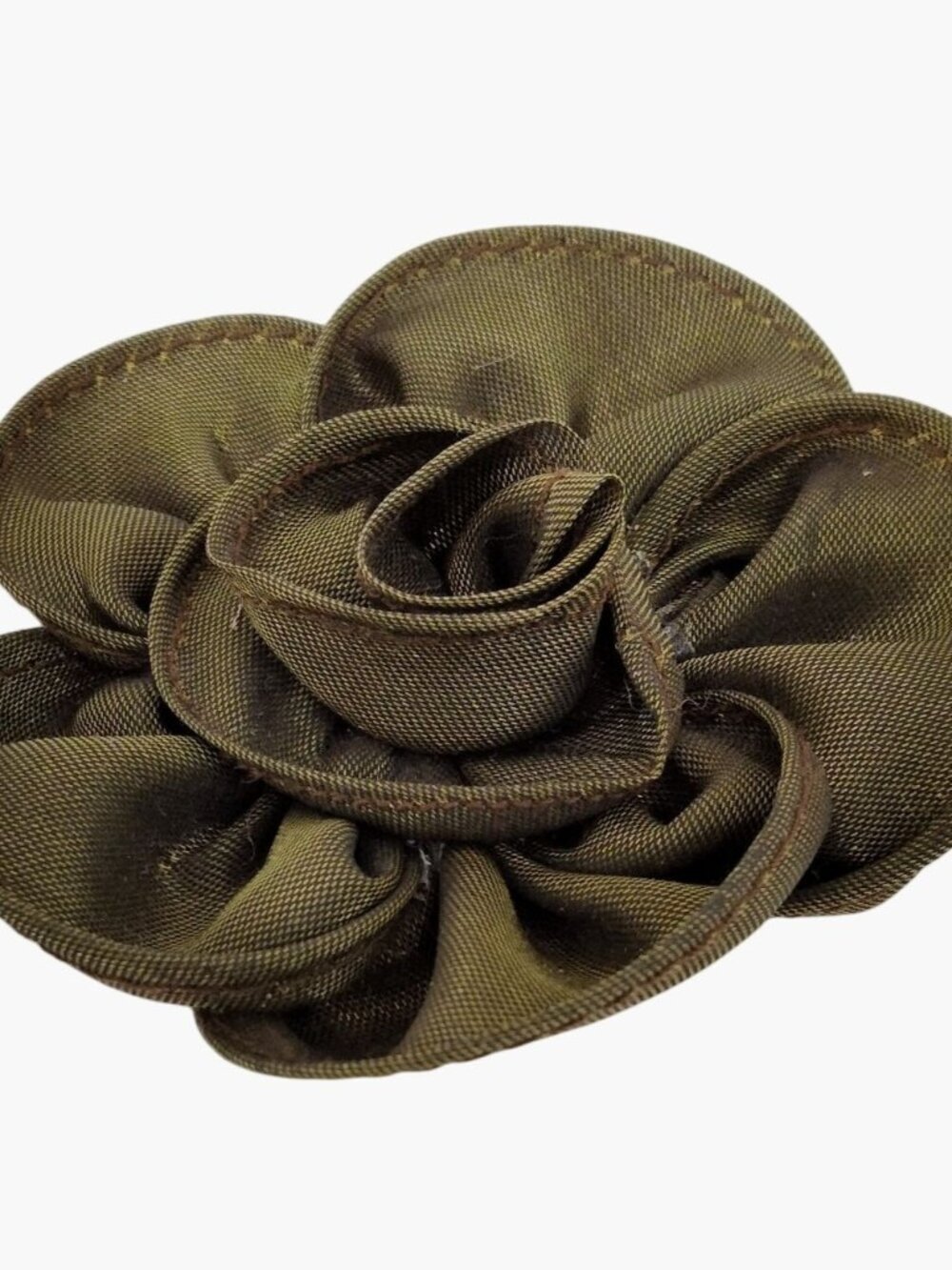 Brown Daisy Rose Boutonniere Lapel Pin Vintage Satin Brooch Faux Flower